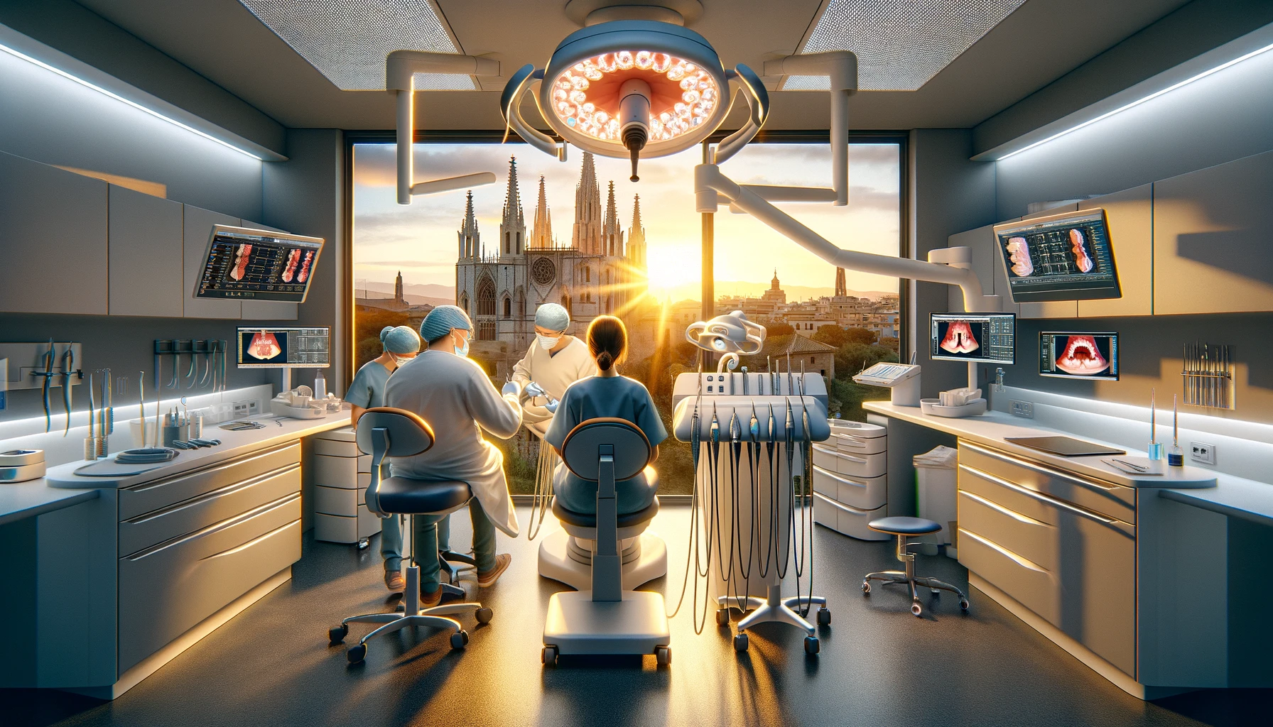 DALL·E 2024-02-28 11.54.07 – A highly realistic image of a dental operating room, showcasing a general view equipped with the latest oral surgery technology, including an intraora