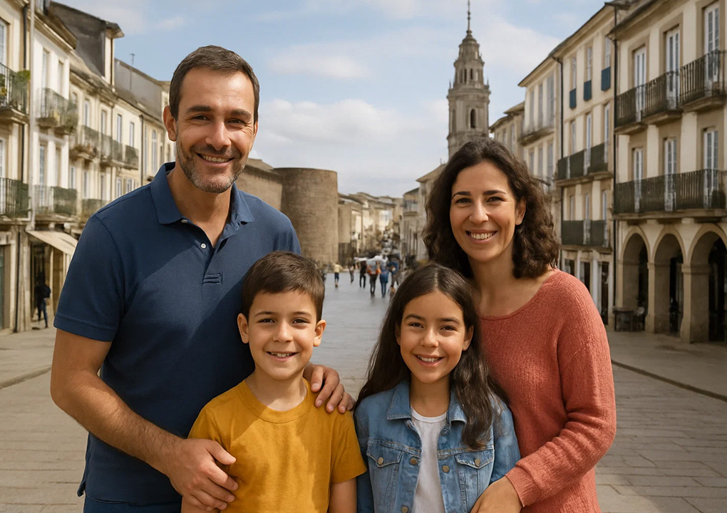 Familia feliz en Lugo